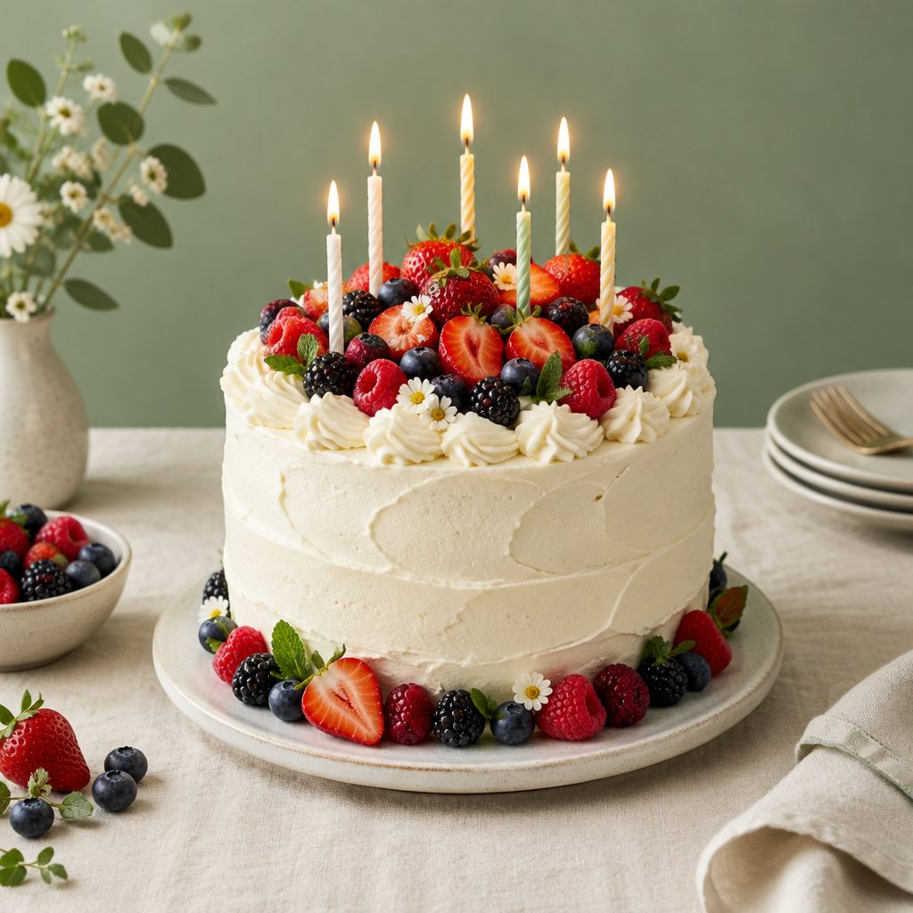 Pastel de cumpleaños con velas